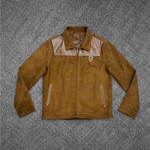 Men's Brown Suede Jacket with Leather Accents
